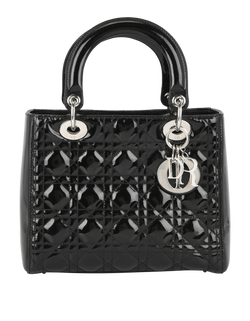 Vintage Medium Lady Dior, Patent, Black, 17BO0150, S/DB, 2*